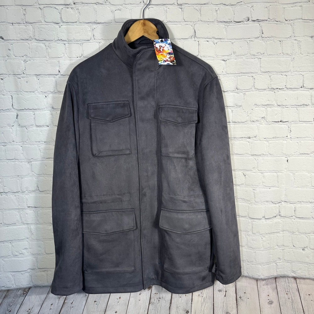 NEW Robert Graham Field Jacket Mens‎ Medium Dark Grey Faux Suede RGF21R25